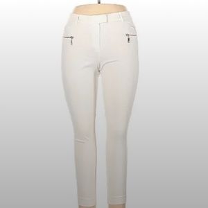 Like New Ivanka Trump Ivory Legging with Gold Zipper Pocket detail Size 8